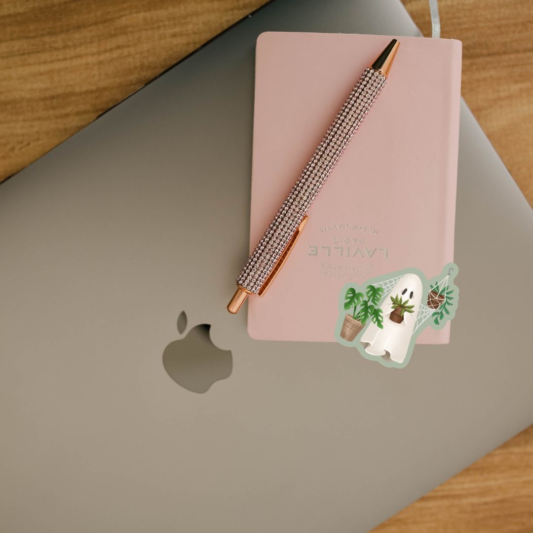Plant Loving Ghost Sticker | Cute Plant Lady Kindle Stickers