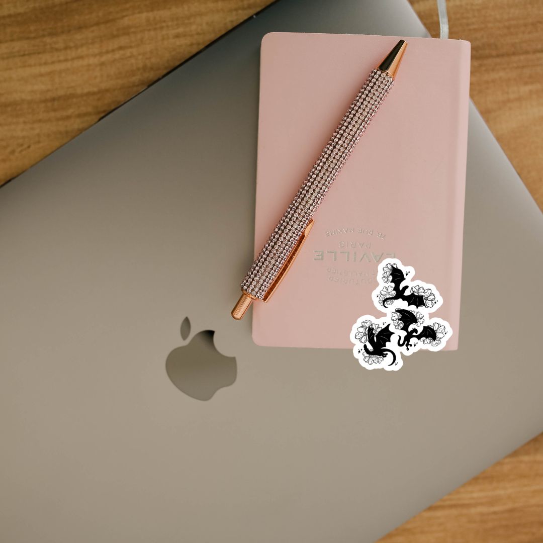 Floral Dragons Sticker | Fantasy Romance Book Merch