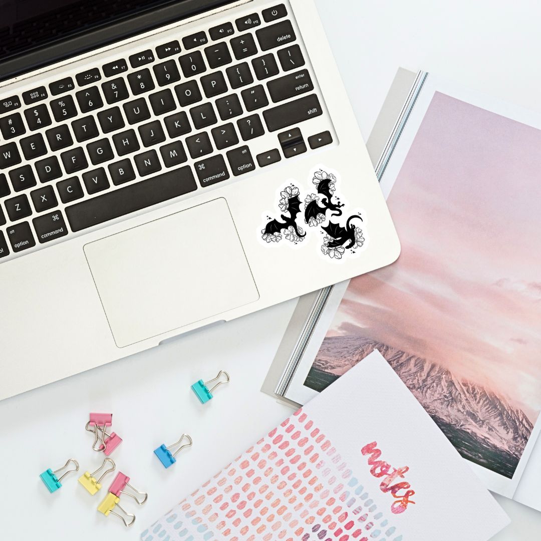 Floral Dragons Sticker | Fantasy Romance Book Merch