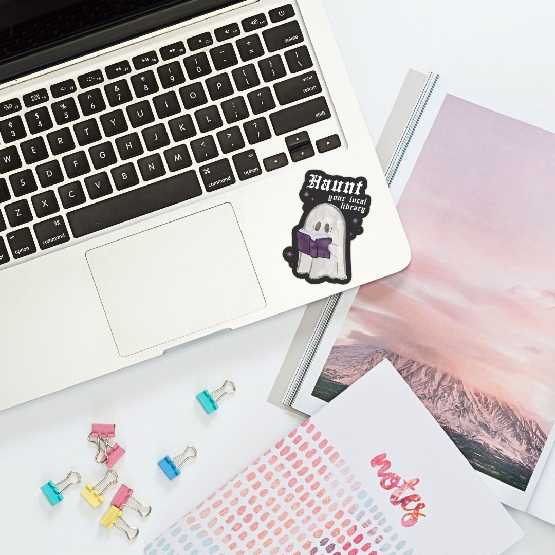 Haunt Your Local Library Ghost Sticker | Book Lover Kindle Stickers