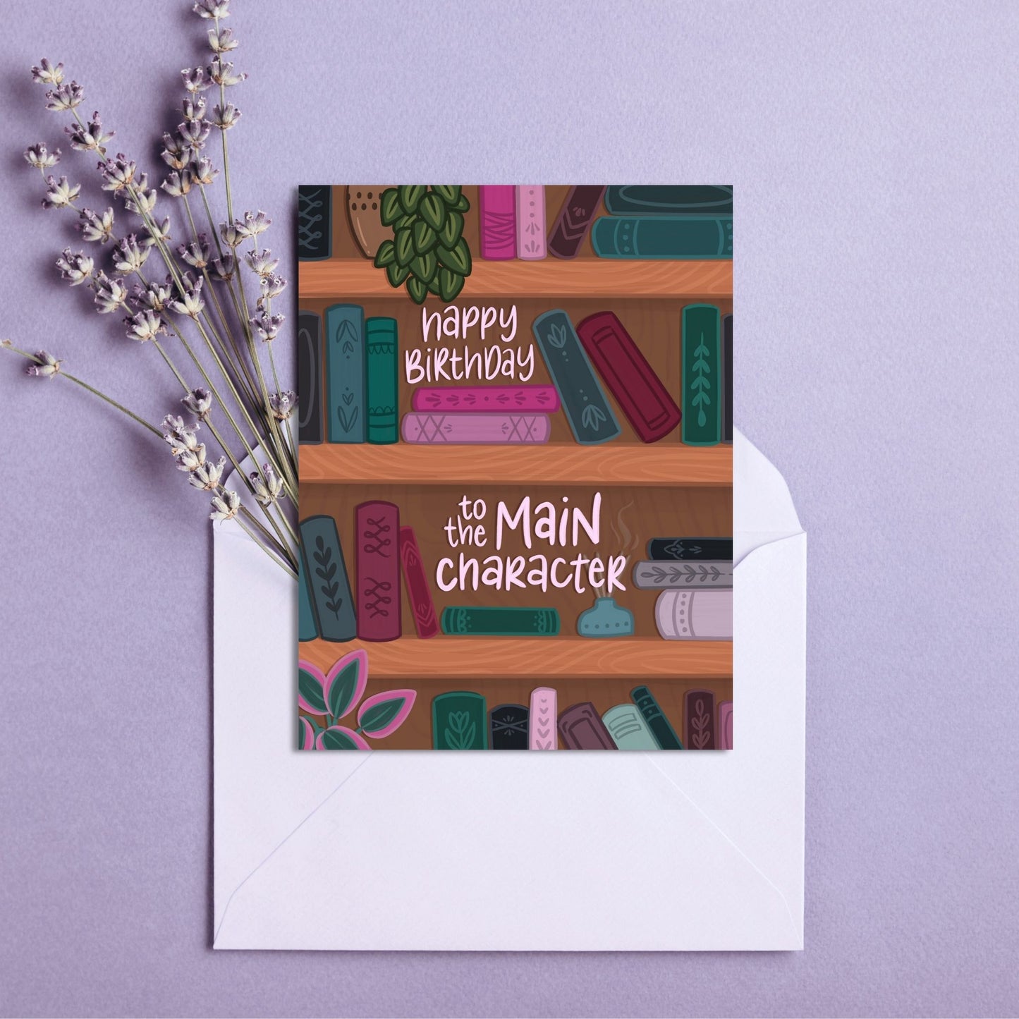 Main Character Bookshelf Birthday Card | Bookish Greeting Cards