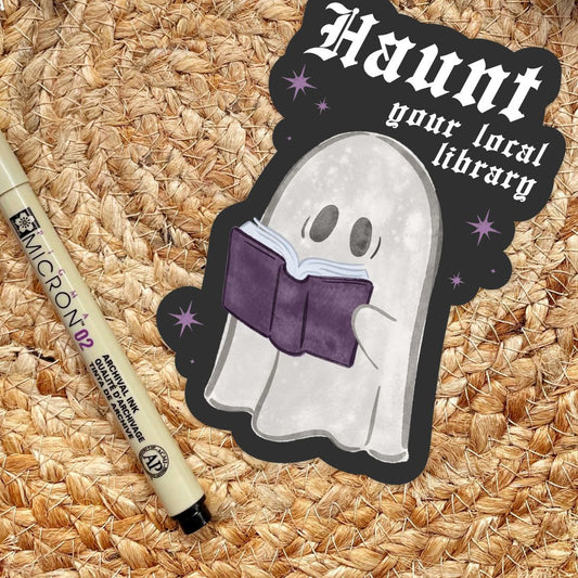 Haunt Your Local Library Ghost Sticker | Book Lover Kindle Stickers