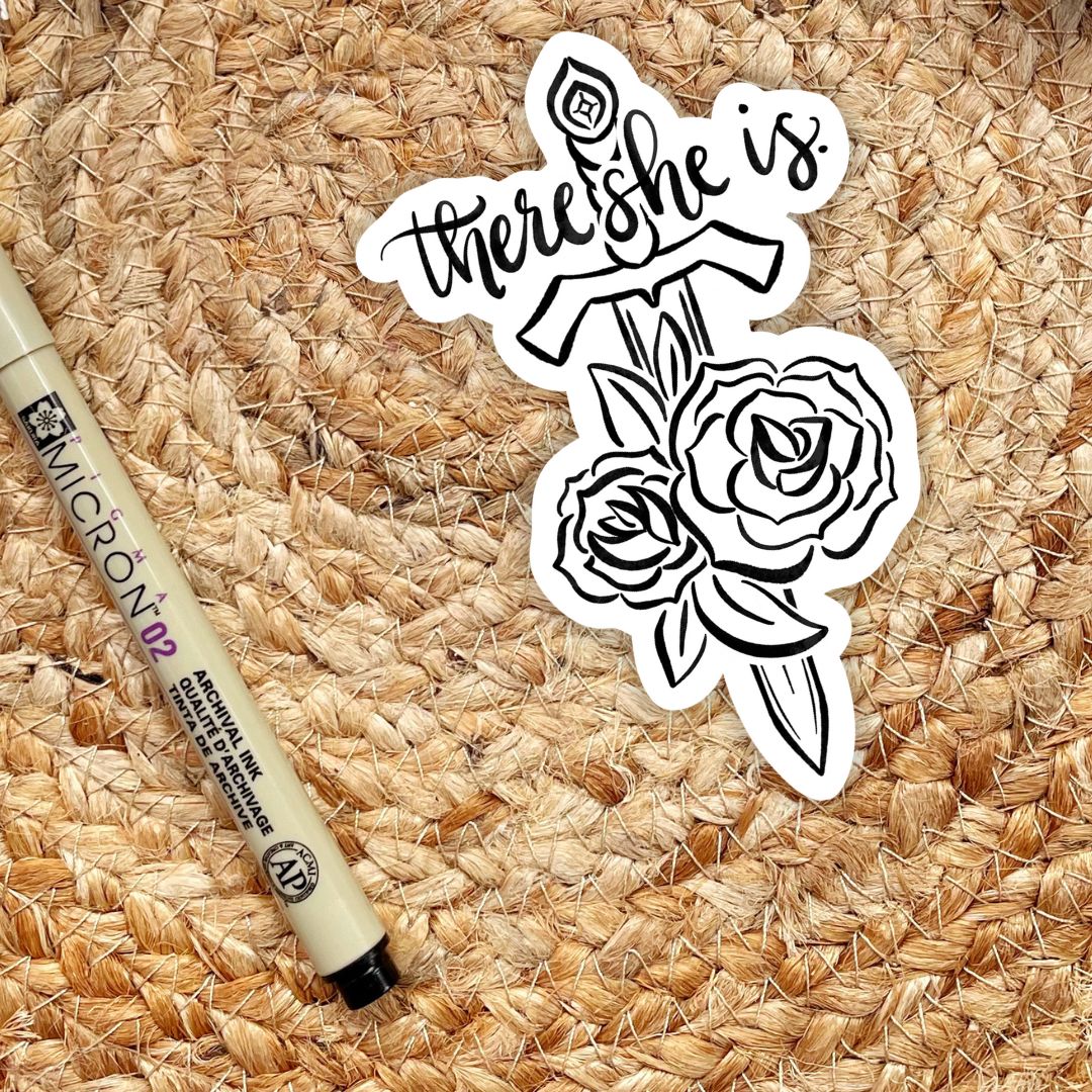 There She Is Sword and Roses Sticker | Carissa Broadbent Serpent & The Wings of Night Officially Licensed (Copy)