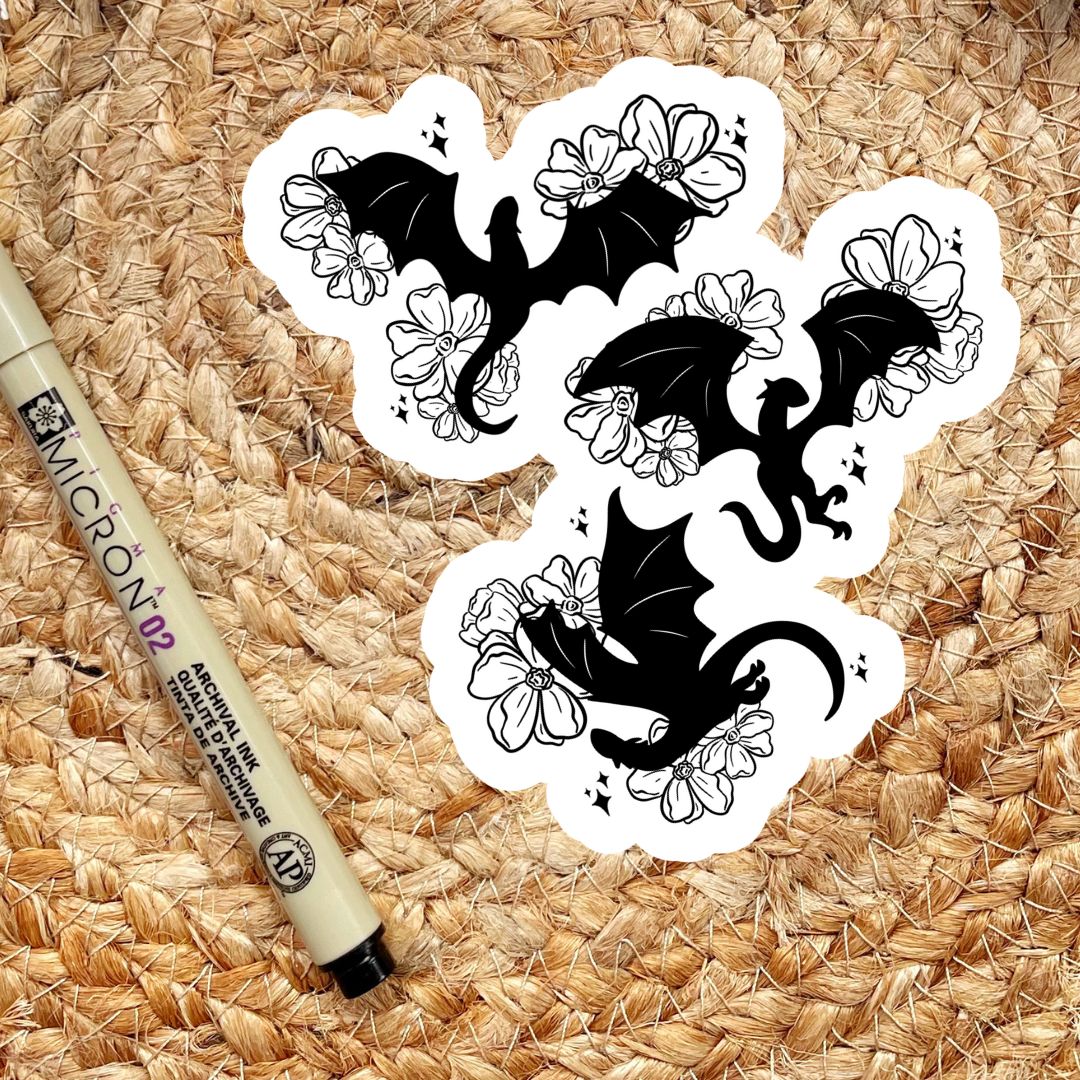 Floral Dragons Sticker | Fantasy Romance Book Merch