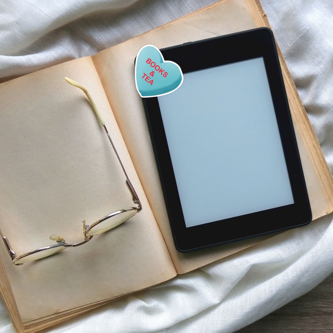 Books & Tea Heart Candy Sticker for Romance Readers