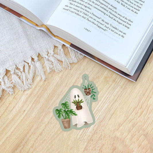 Plant Loving Ghost Sticker | Cute Plant Lady Kindle Stickers