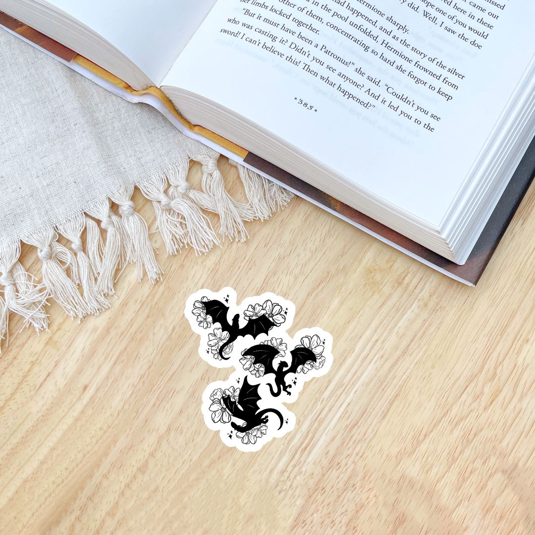 Floral Dragons Sticker | Fantasy Romance Book Merch