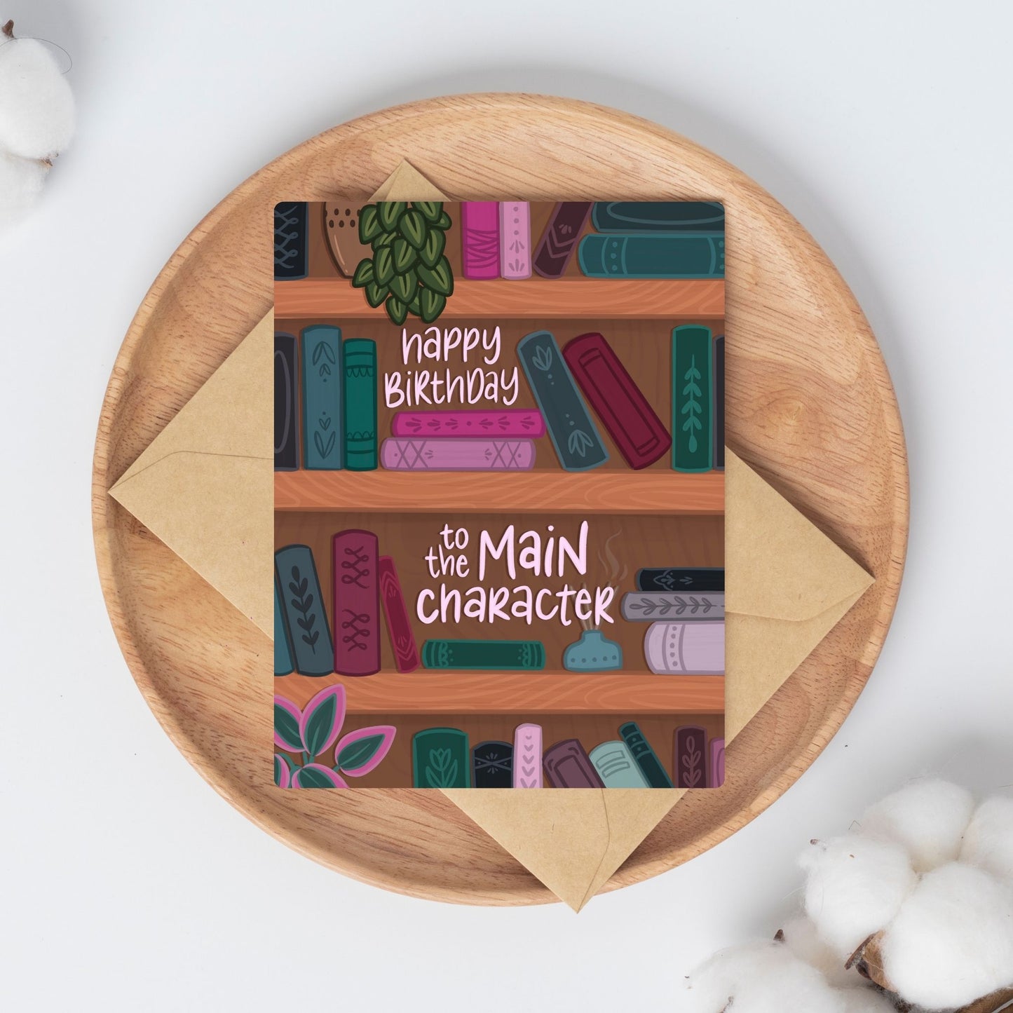 Main Character Bookshelf Birthday Card | Bookish Greeting Cards