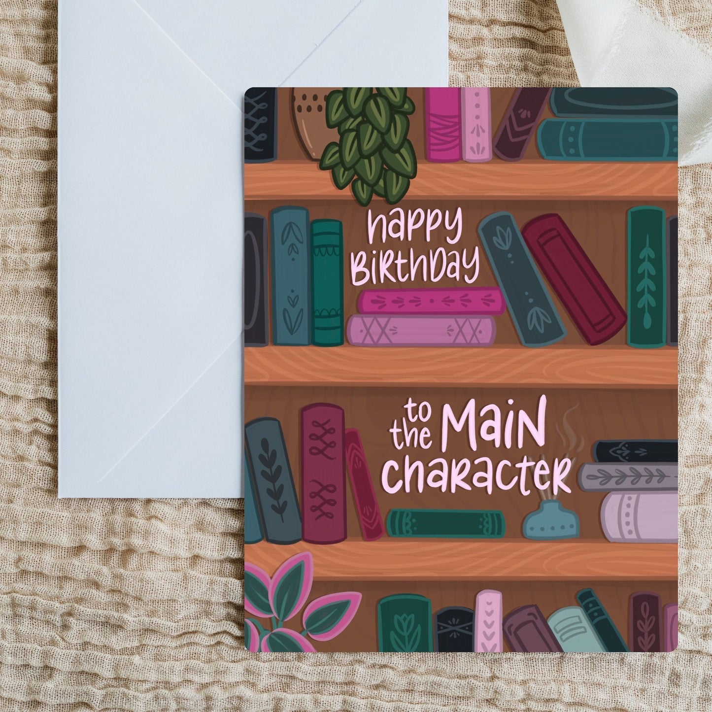 Main Character Bookshelf Birthday Card | Bookish Greeting Cards
