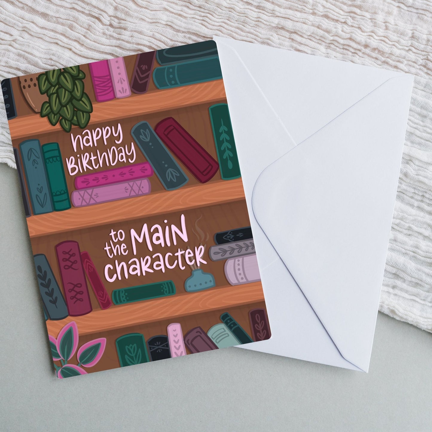 Main Character Bookshelf Birthday Card | Bookish Greeting Cards