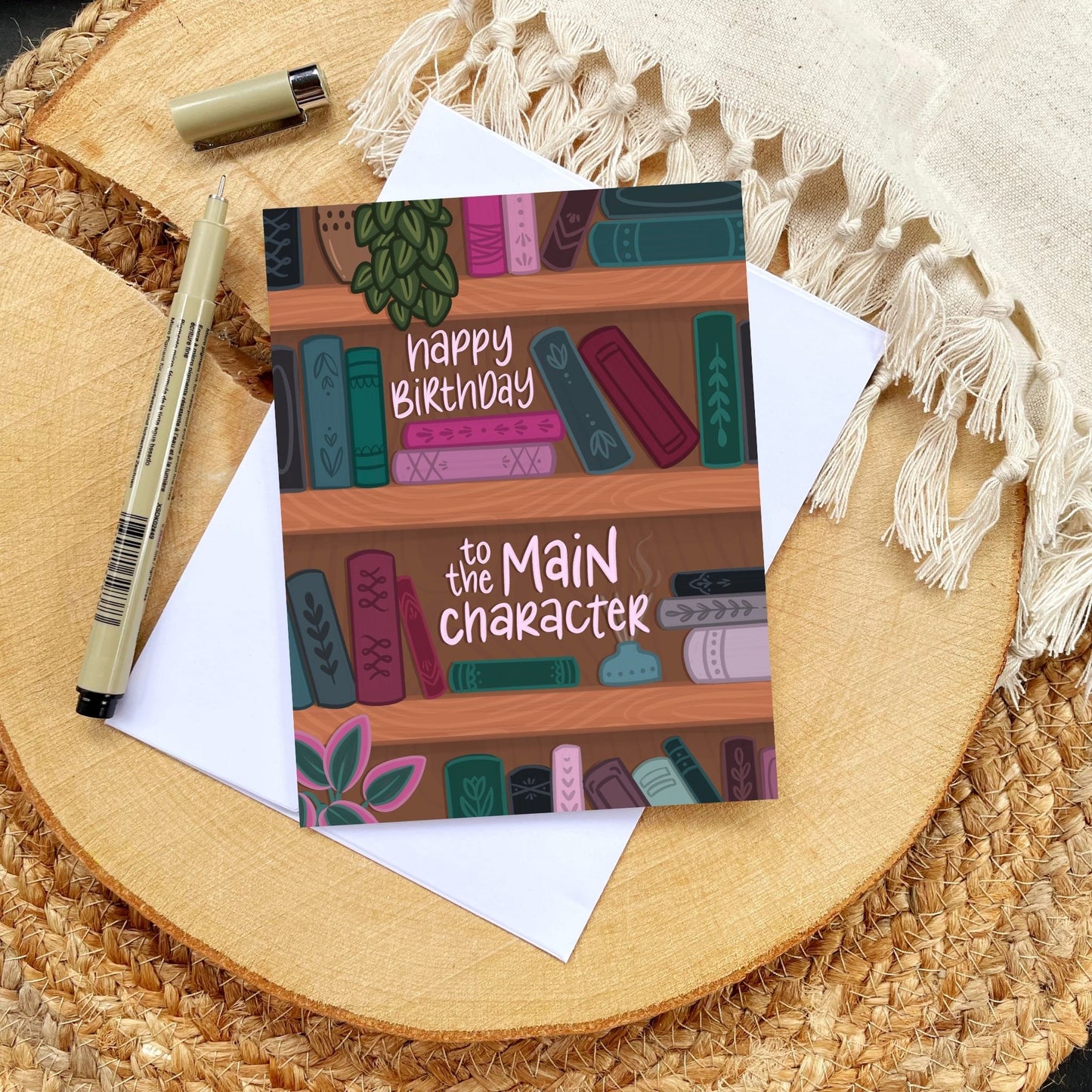 Main Character Bookshelf Birthday Card | Bookish Greeting Cards