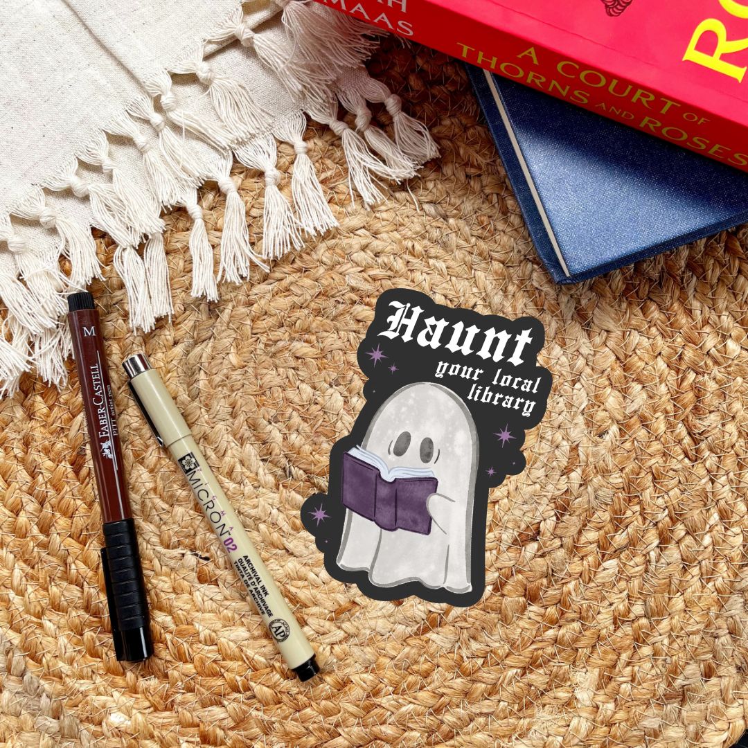 Haunt Your Local Library Ghost Sticker | Book Lover Kindle Stickers