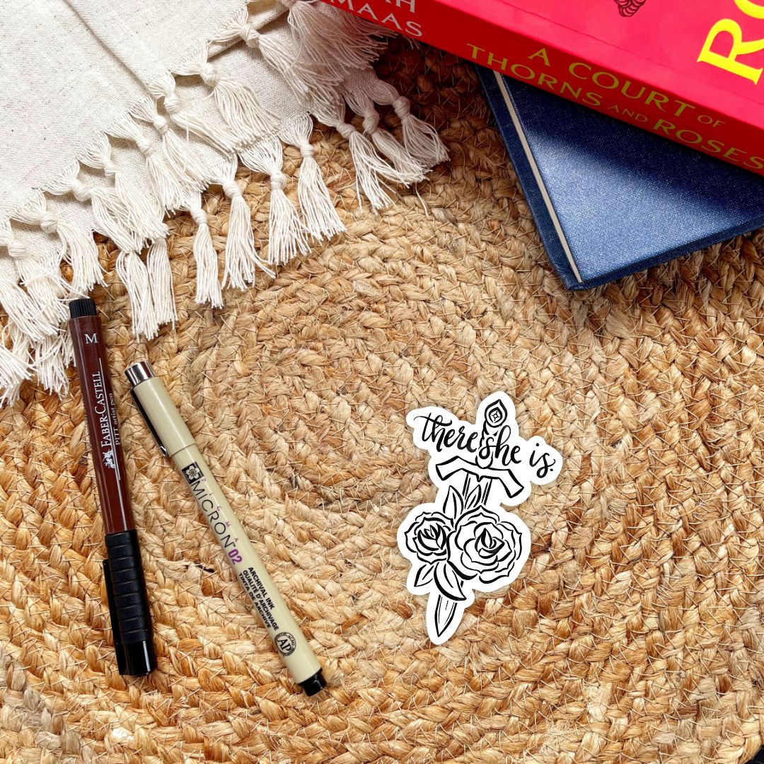 There She Is Sword and Roses Sticker | Carissa Broadbent Serpent & The Wings of Night Officially Licensed (Copy)