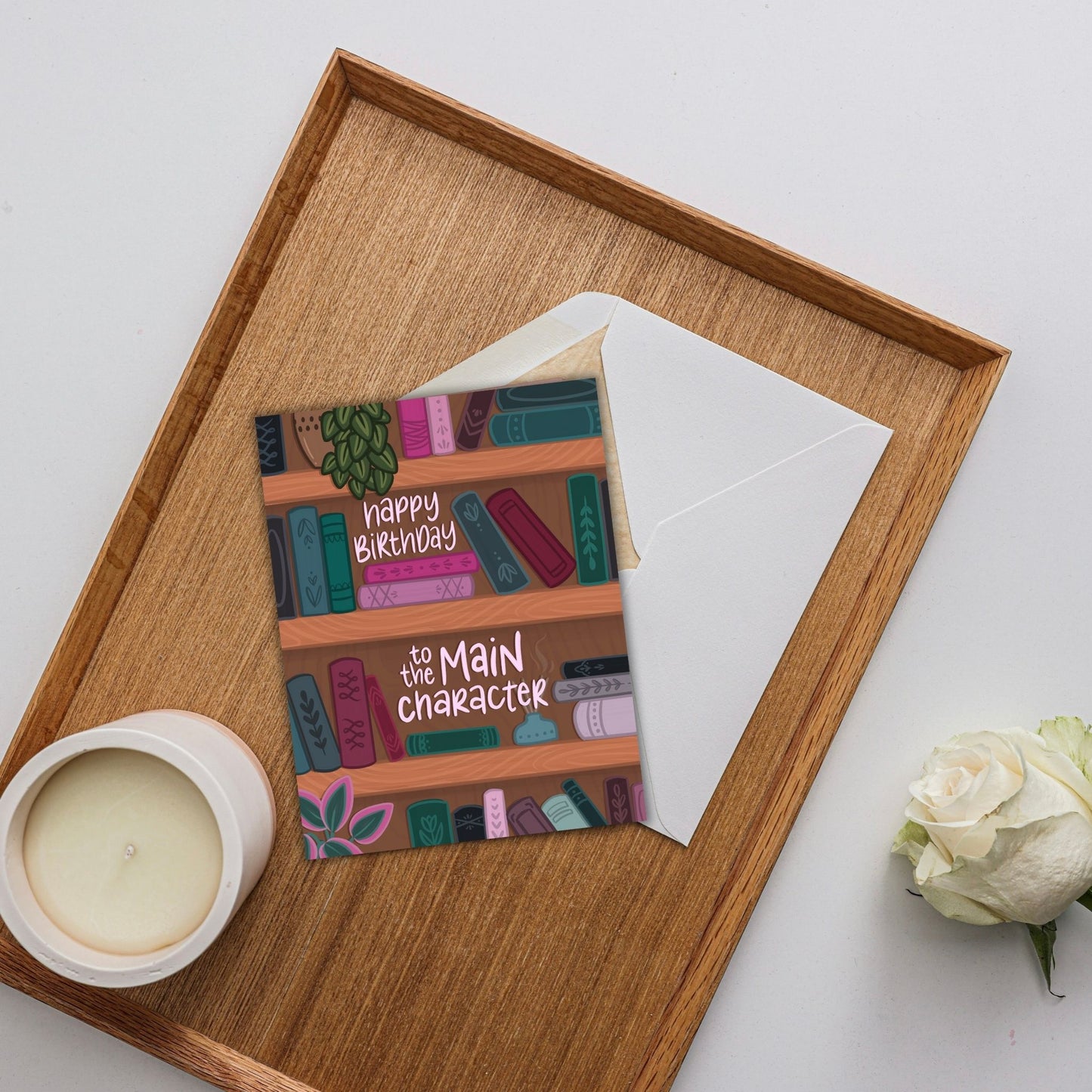 Main Character Bookshelf Birthday Card | Bookish Greeting Cards