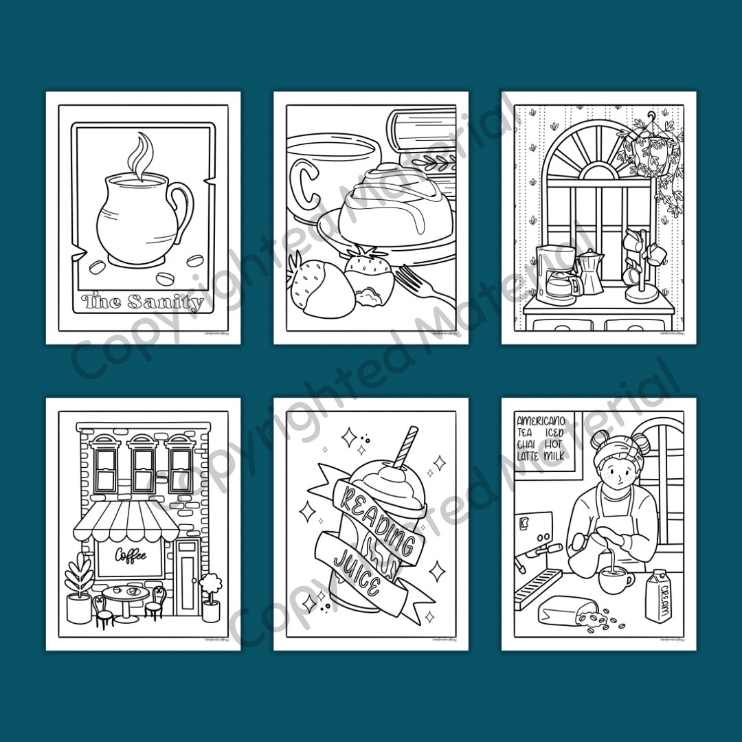 Books & Brews: A Coffee Lover’s Coloring Book by Serafine Art and Design