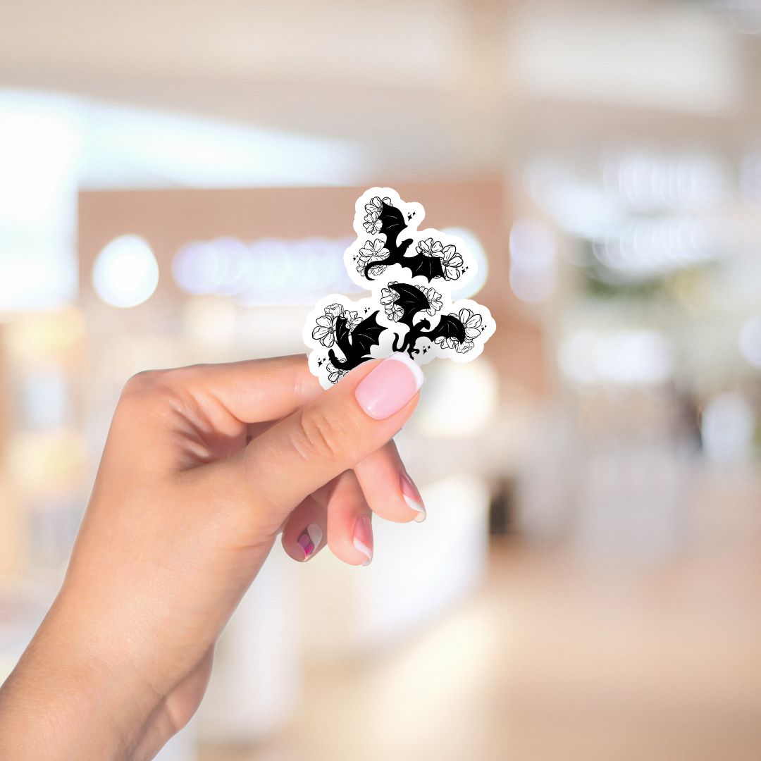 Floral Dragons Sticker | Fantasy Romance Book Merch
