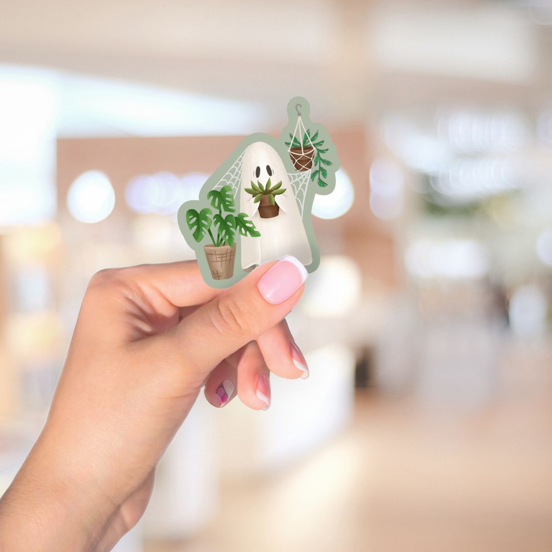 Plant Loving Ghost Sticker | Cute Plant Lady Kindle Stickers