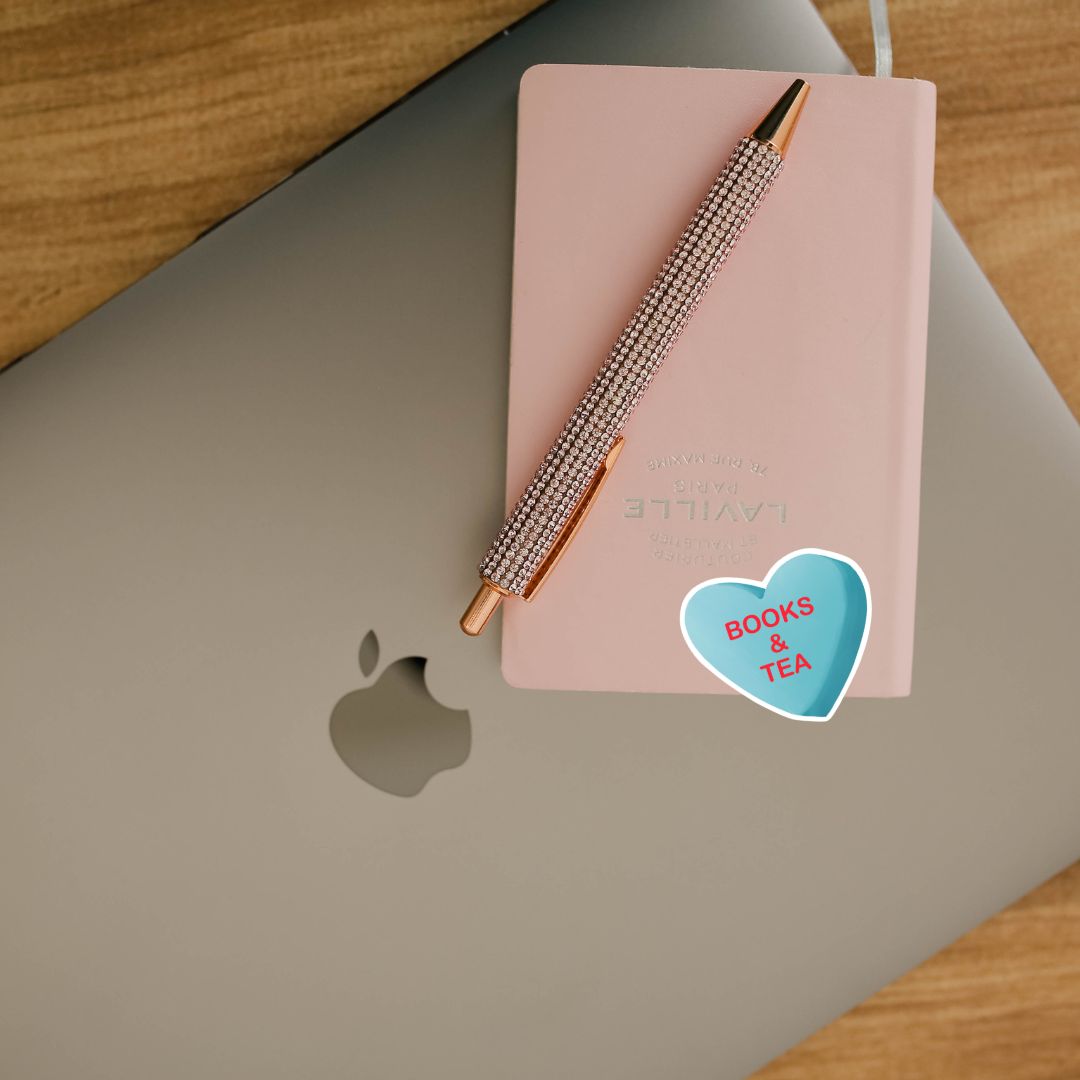 Books & Tea Heart Candy Sticker for Romance Readers