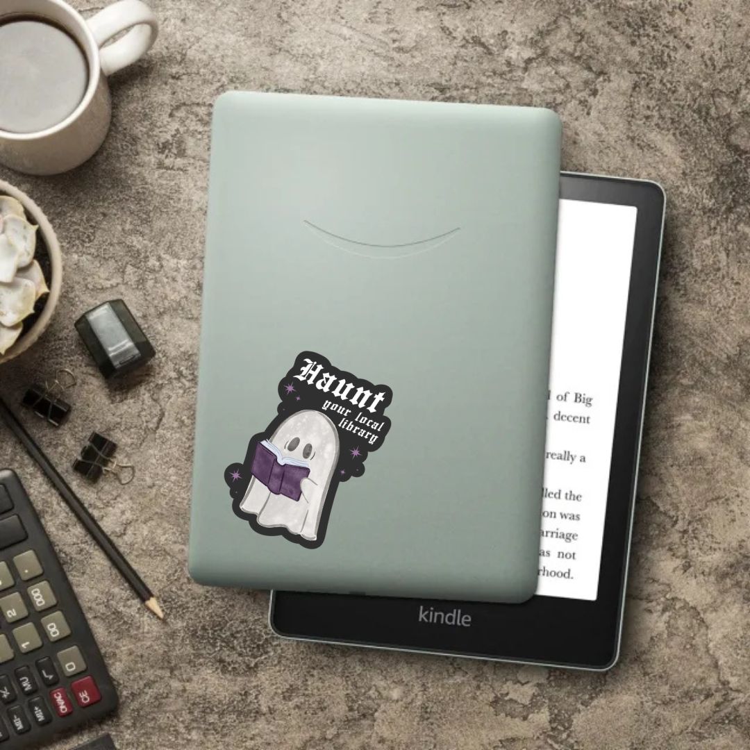 Haunt Your Local Library Ghost Sticker | Book Lover Kindle Stickers