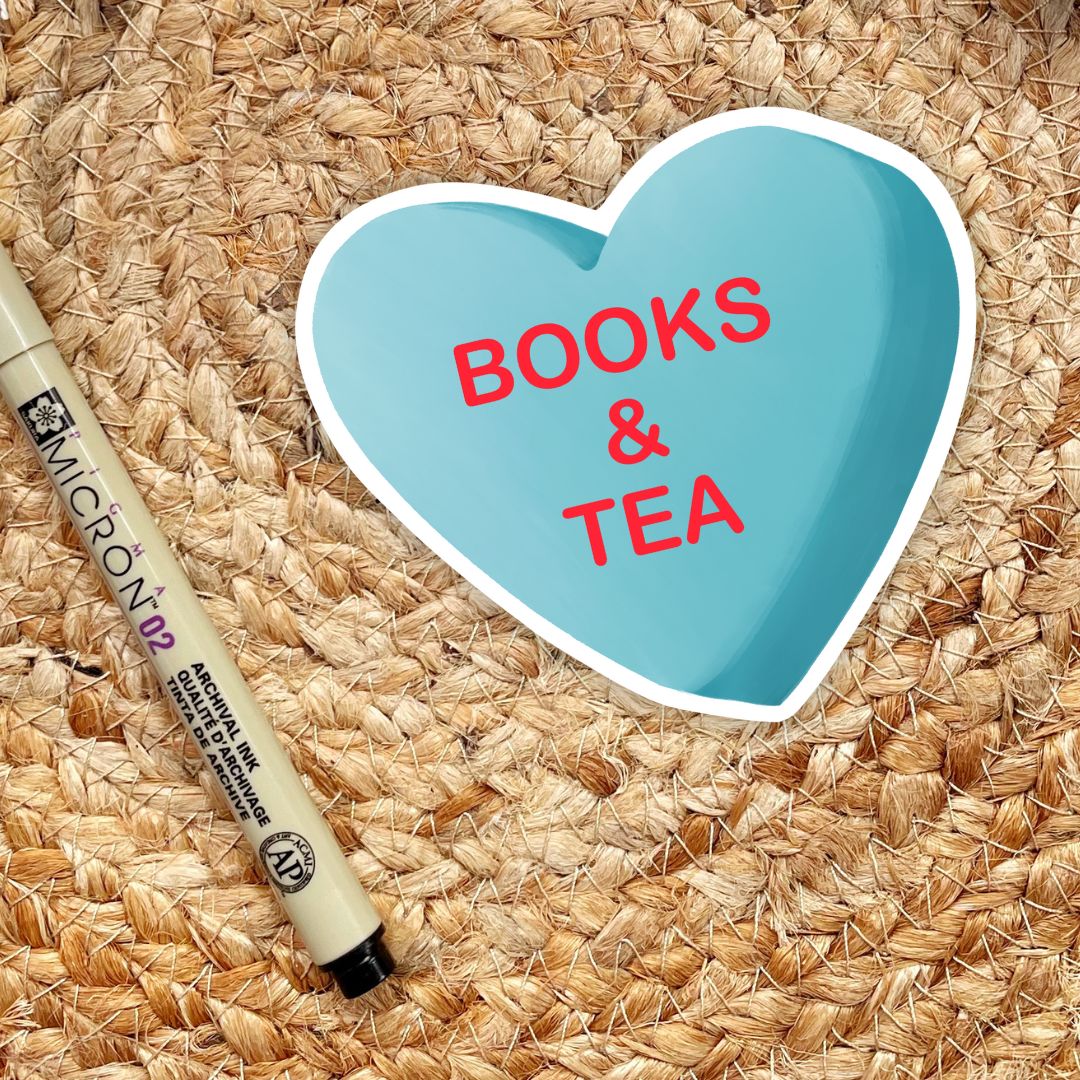 Books & Tea Heart Candy Sticker for Romance Readers