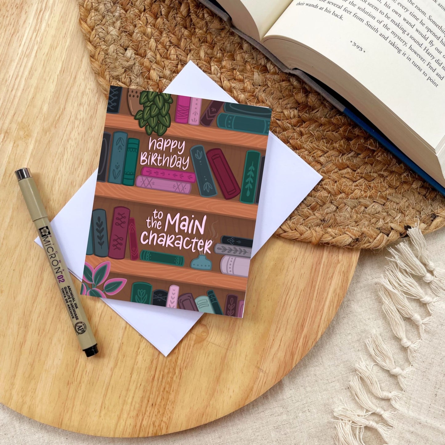 Main Character Bookshelf Birthday Card | Bookish Greeting Cards