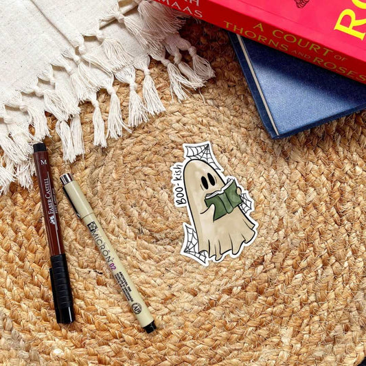 Boo-kish Ghost Sticker | Watercolor Dark Academia Ghost - Serafine Art & Design -