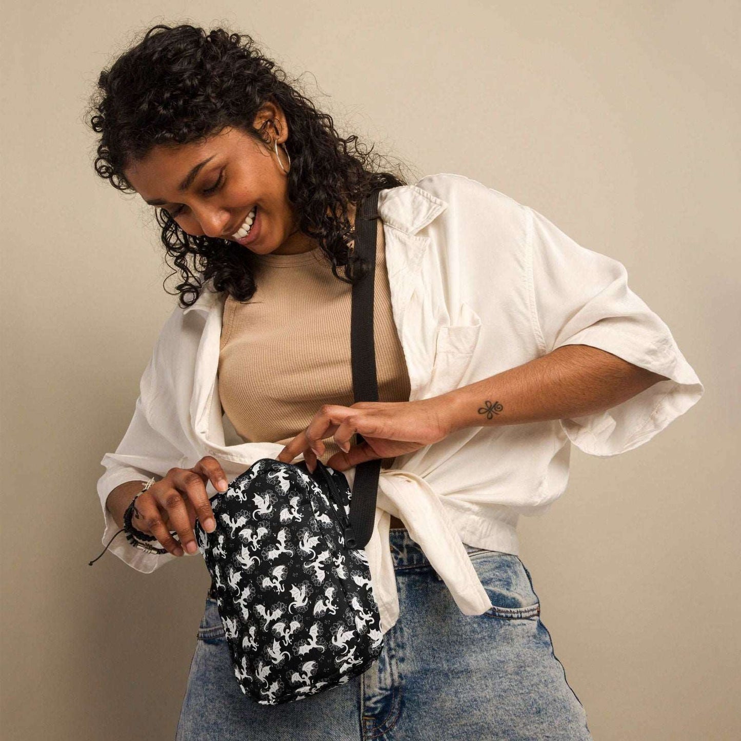 Bookish Crossbody Bag | Bag For Kindle | Fantasy Dragons - Serafine Art & Design -