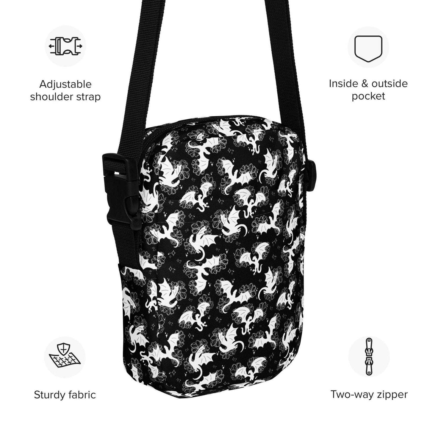 Bookish Crossbody Bag | Bag For Kindle | Fantasy Dragons - Serafine Art & Design -