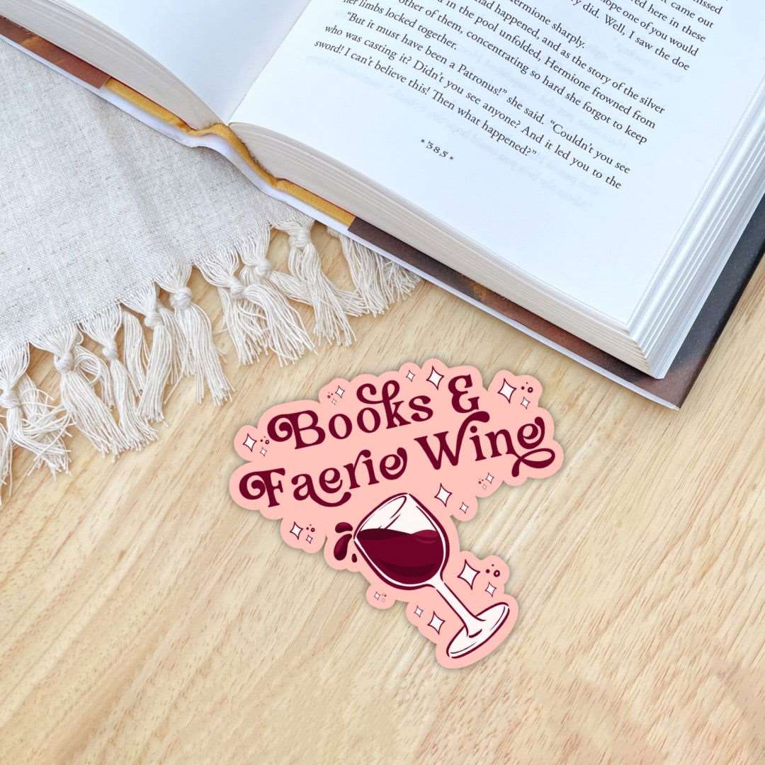 Books and Faerie Wine Sticker - Serafine Art & Design -