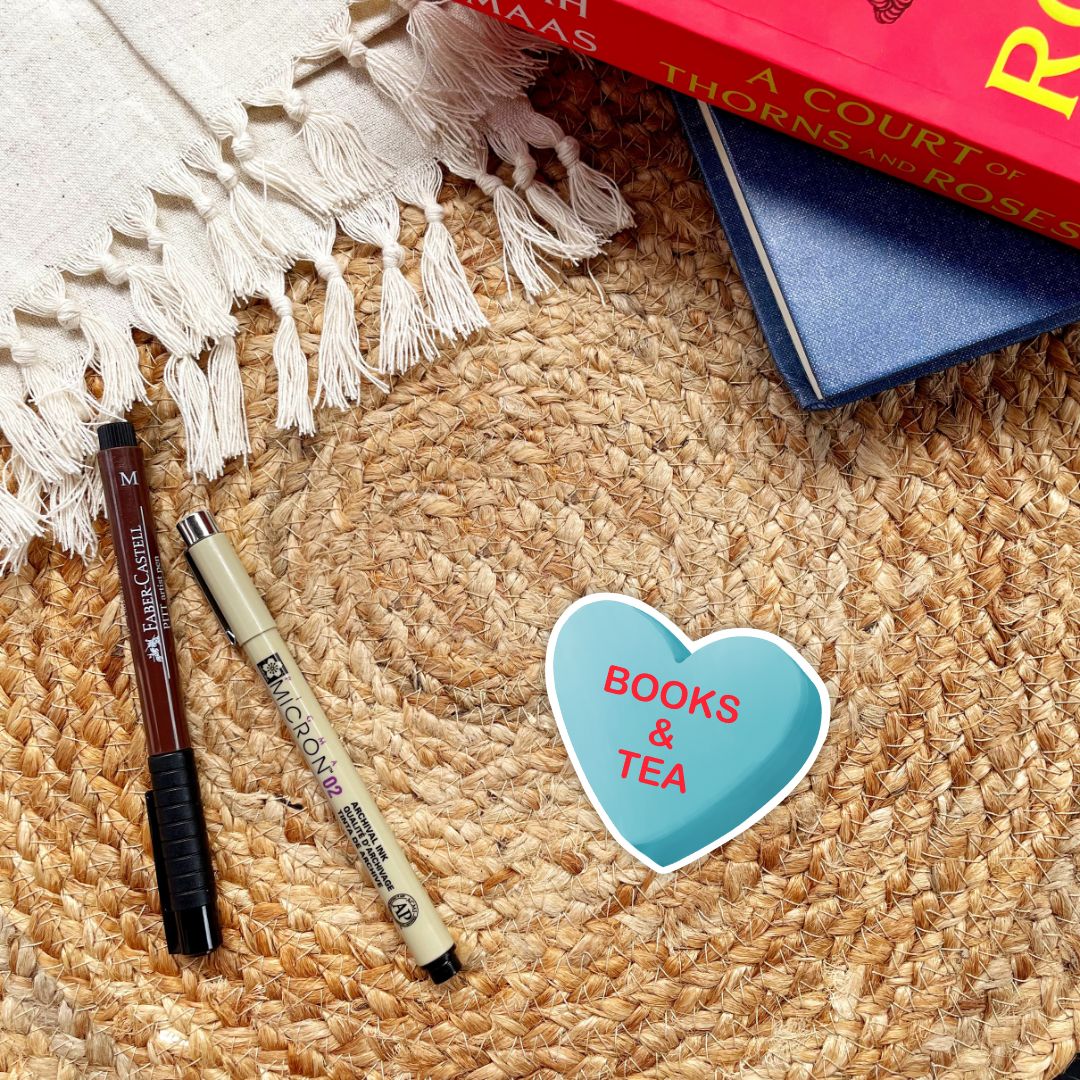 Books & Tea Heart Candy Sticker for Romance Readers
