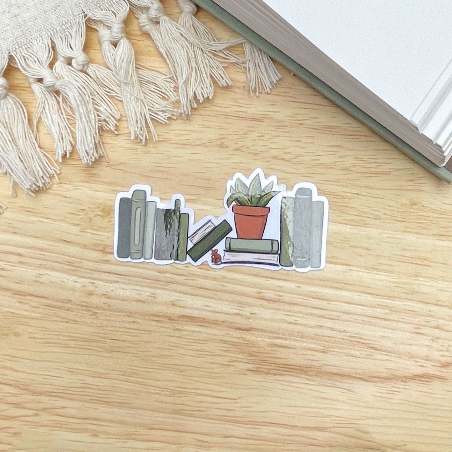 Cute Bookshelf Sticker | Light Academia Reading Sticker - Serafine Art & Design -