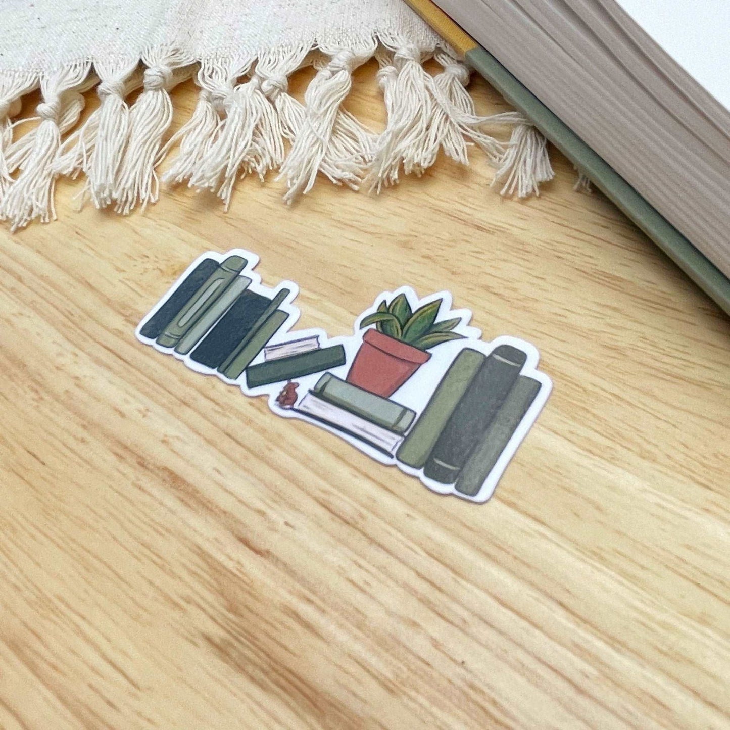 Cute Bookshelf Sticker | Light Academia Reading Sticker - Serafine Art & Design -