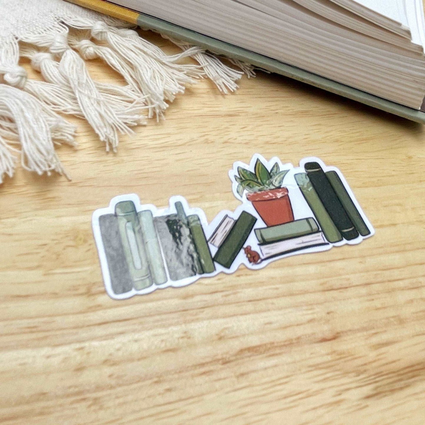 Cute Bookshelf Sticker | Light Academia Reading Sticker - Serafine Art & Design -