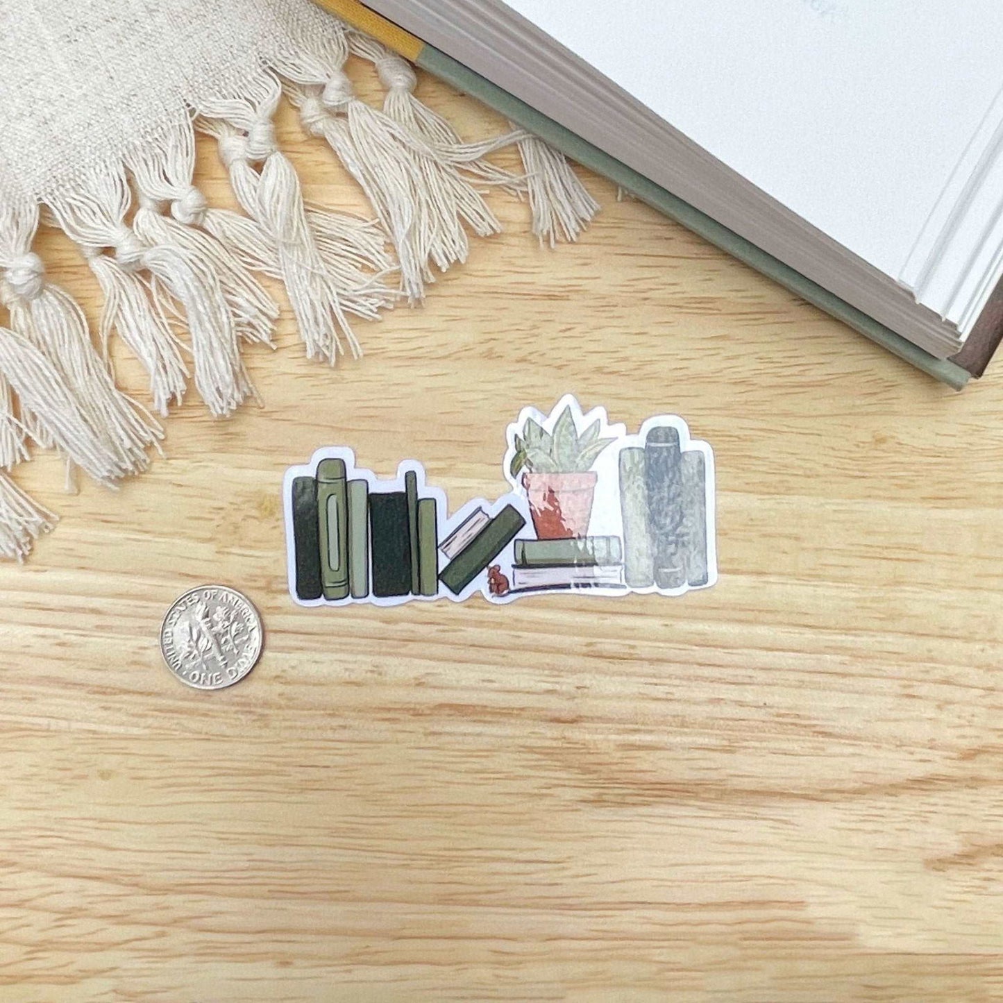 Cute Bookshelf Sticker | Light Academia Reading Sticker - Serafine Art & Design -