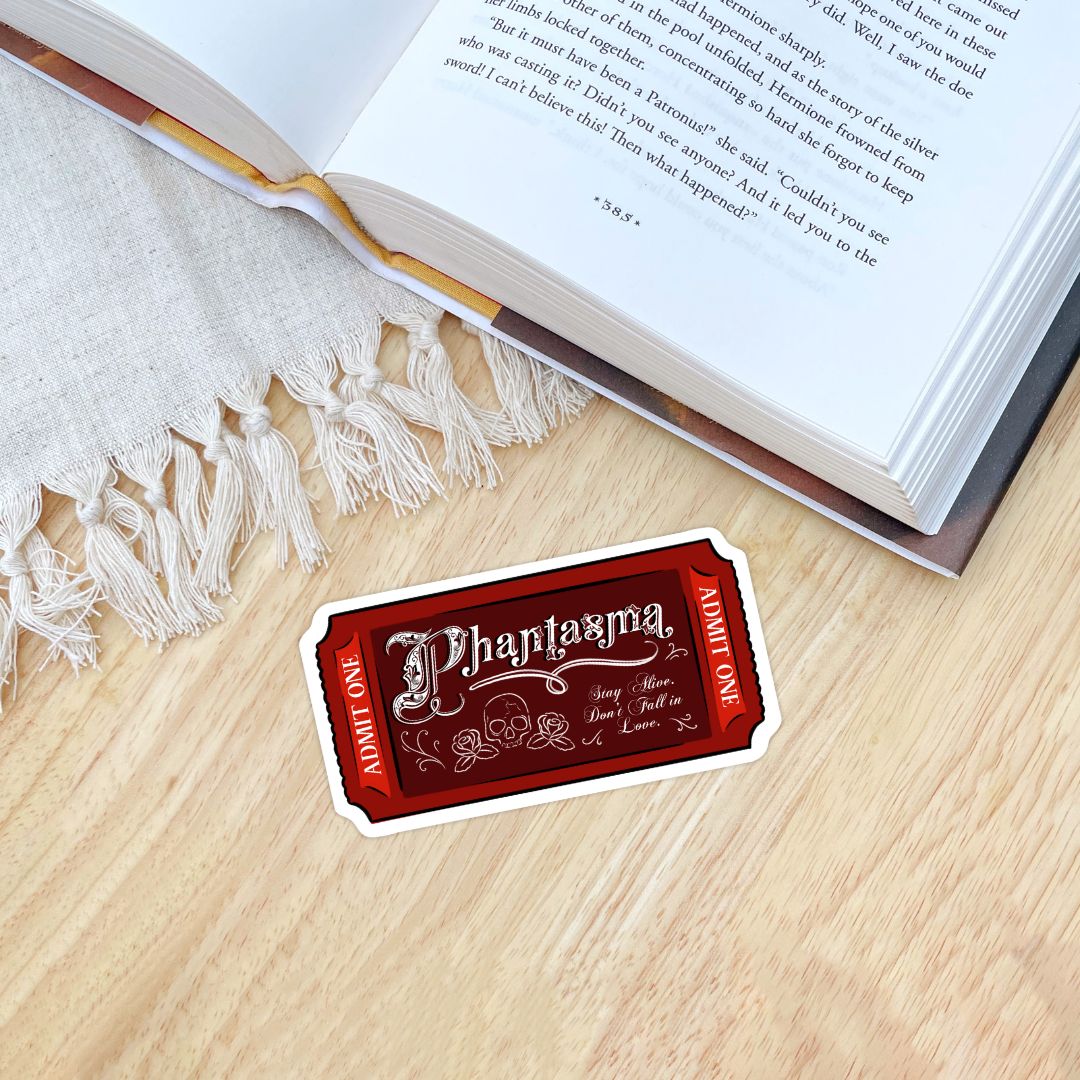 Phantasma Ticket Sticker | Stay Alive, Don’t Fall In Love | Wicked Games by Kaylie Smith | Officially Licensed