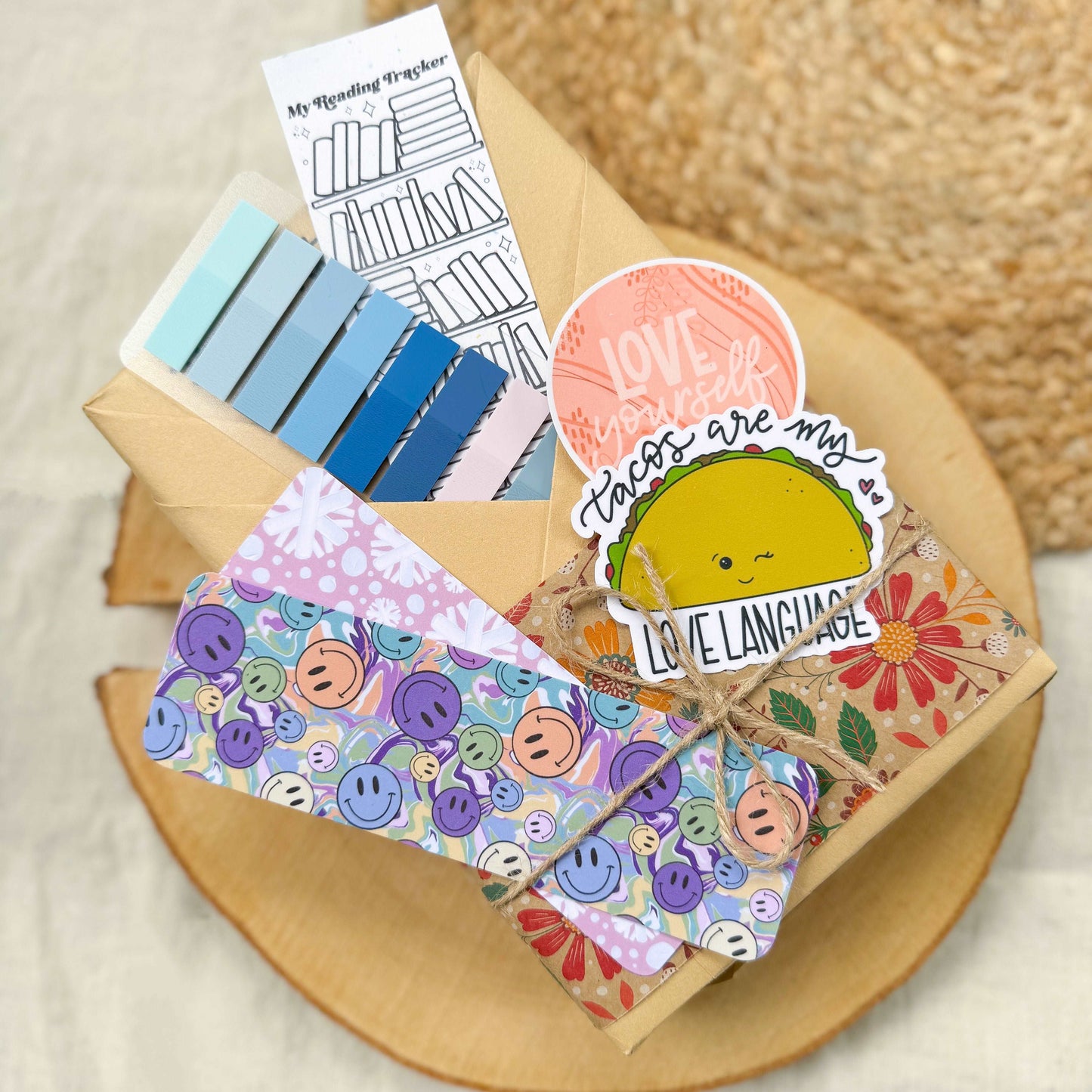 Blind Date With A Book Gift Bundle for Book Lovers with Handmade Bookmarks, Stickers, and Book Accessories