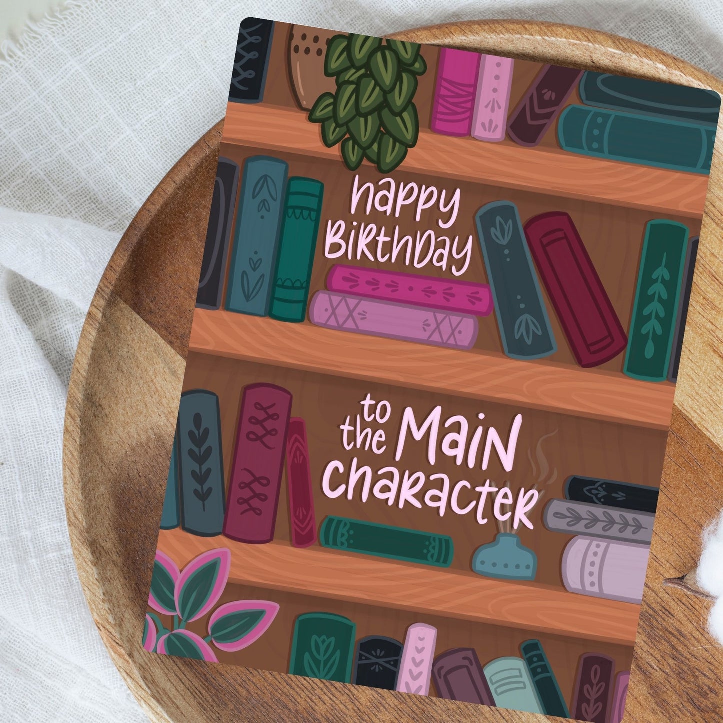 Main Character Bookshelf Birthday Card | Bookish Greeting Cards