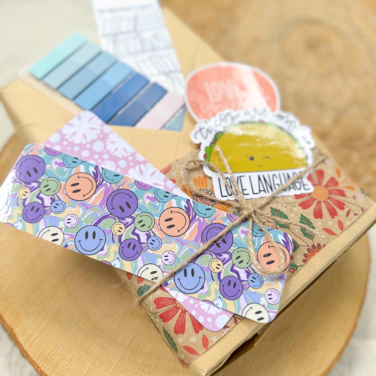 Blind Date With A Book Gift Bundle for Book Lovers with Handmade Bookmarks, Stickers, and Book Accessories