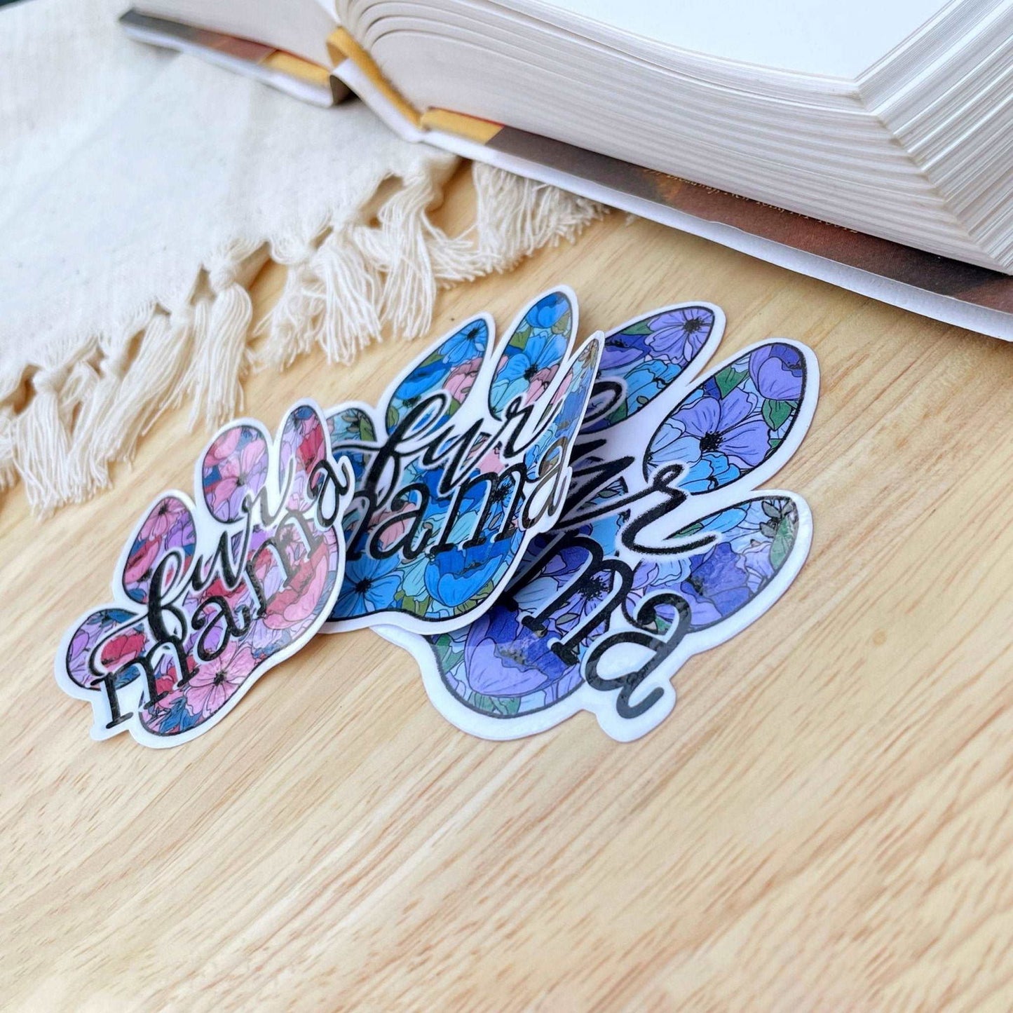 Floral Paw Print Sticker | Fur Mama Sticker - Serafine Art & Design -