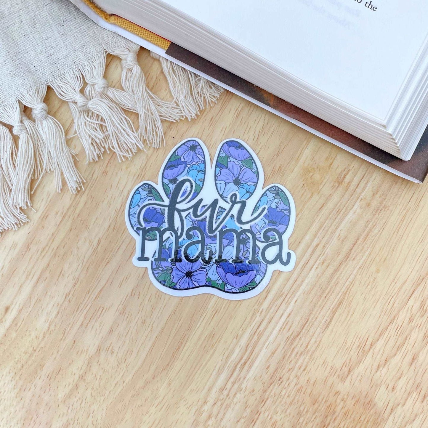 Floral Paw Print Sticker | Fur Mama Sticker - Serafine Art & Design -