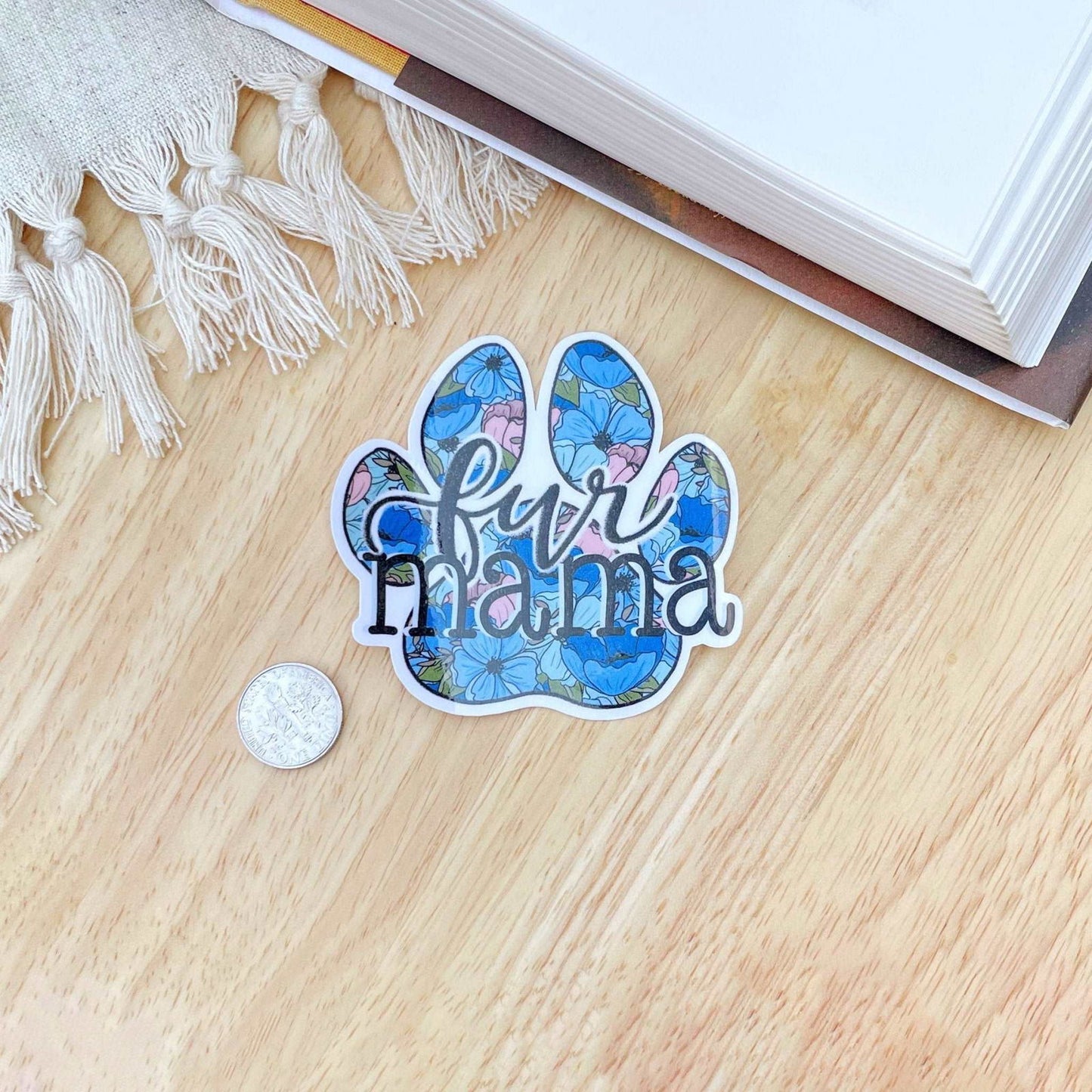 Floral Paw Print Sticker | Fur Mama Sticker - Serafine Art & Design -