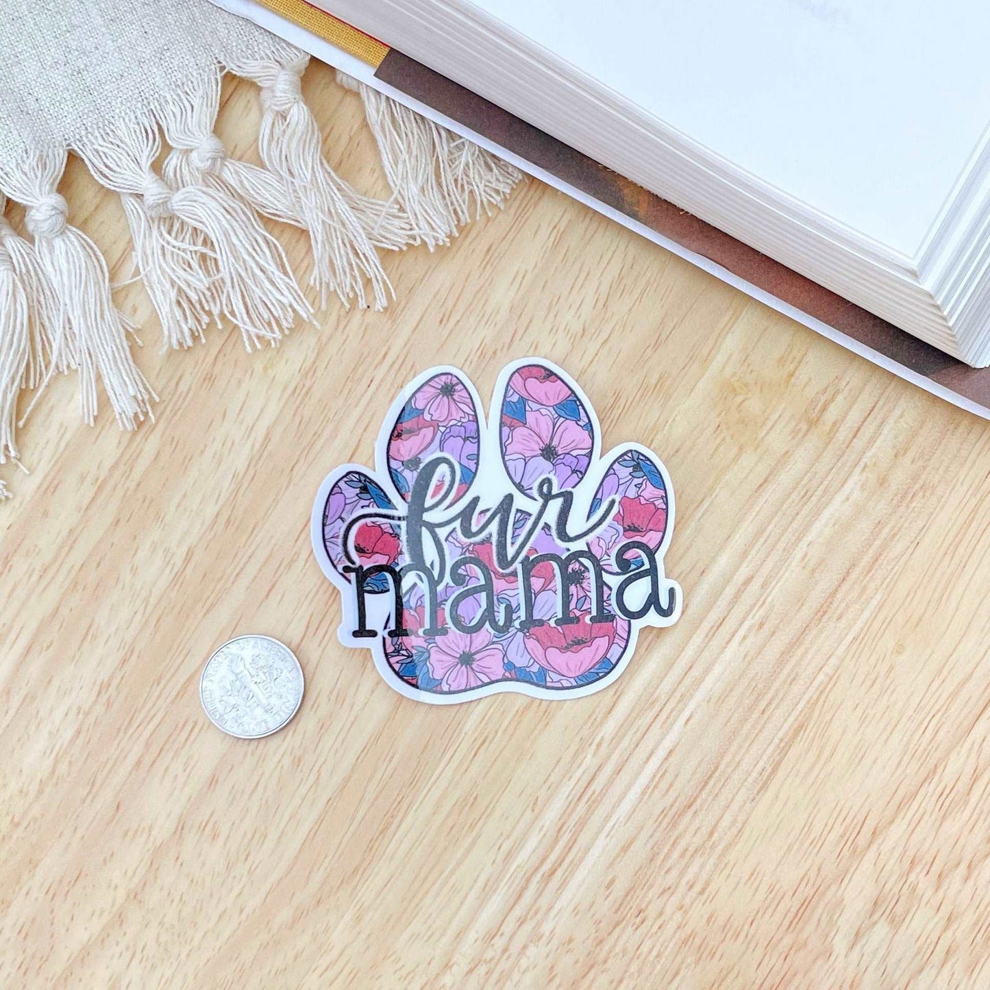 Floral Paw Print Sticker | Fur Mama Sticker - Serafine Art & Design -