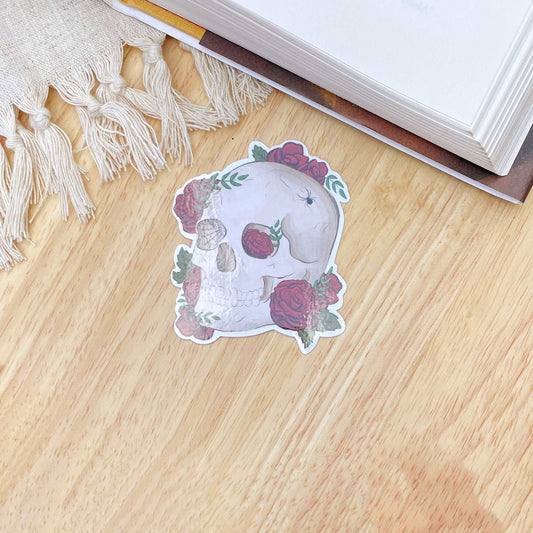 Floral Skull Sticker | Dark Academia Goth | Witchy Stickers - Serafine Art & Design -