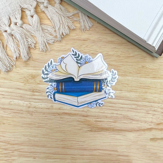 Floral Stack of Books Sticker | Cottagecore Stickers - Serafine Art & Design -