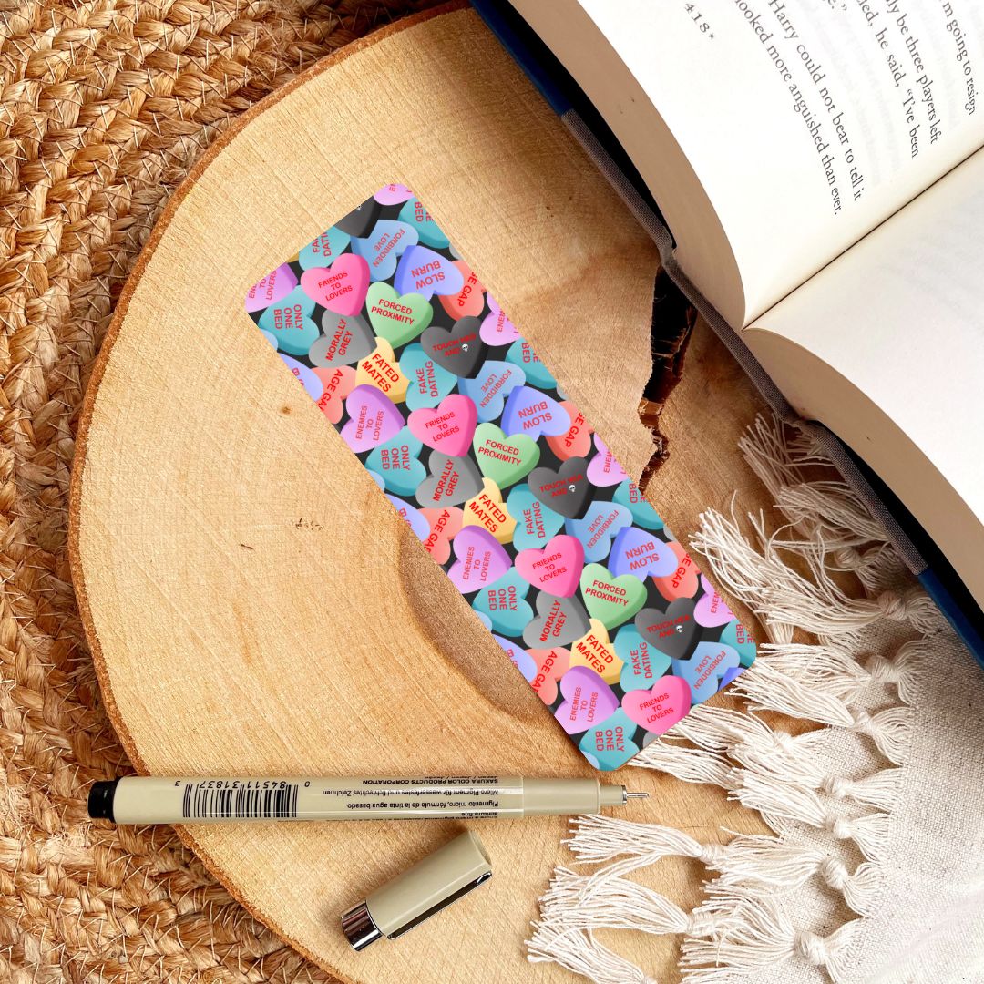 Romance Book Trope Heart Candies Bookmark