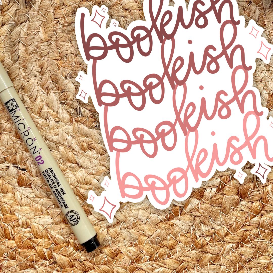 Pink Bookish Sticker with Sparkles | Cute Kindle Stickers