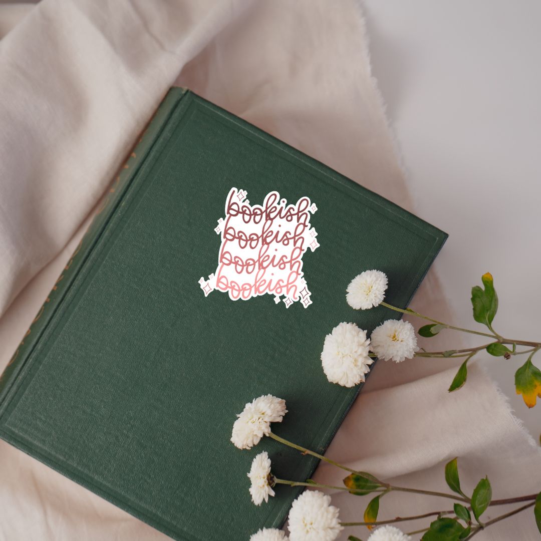 Pink Bookish Sticker with Sparkles | Cute Kindle Stickers