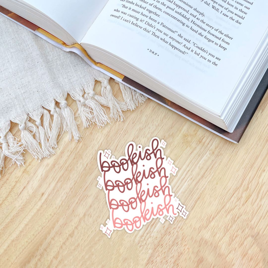 Pink Bookish Sticker with Sparkles | Cute Kindle Stickers