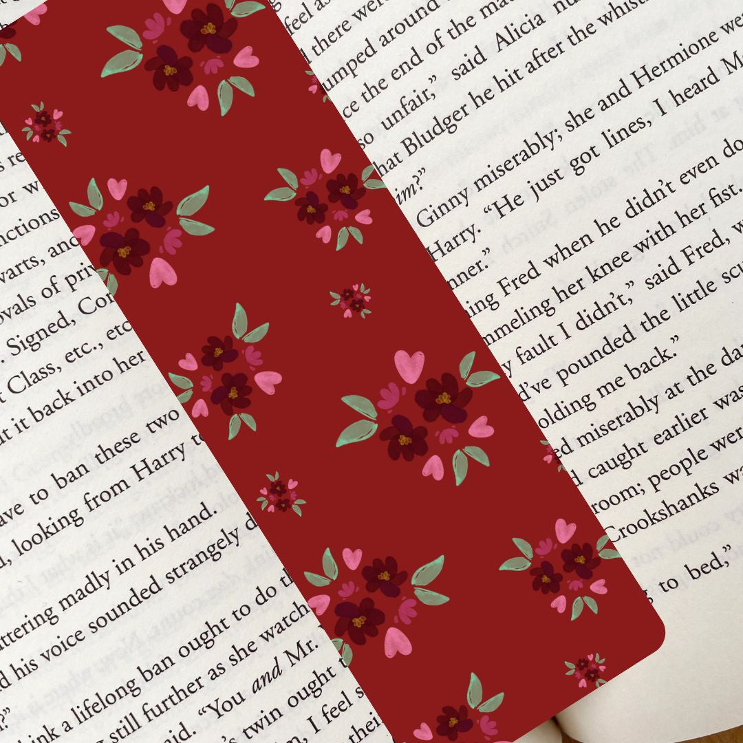 Romantic Red Florals Bookmark