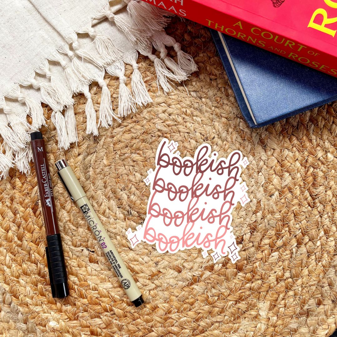 Pink Bookish Sticker with Sparkles | Cute Kindle Stickers